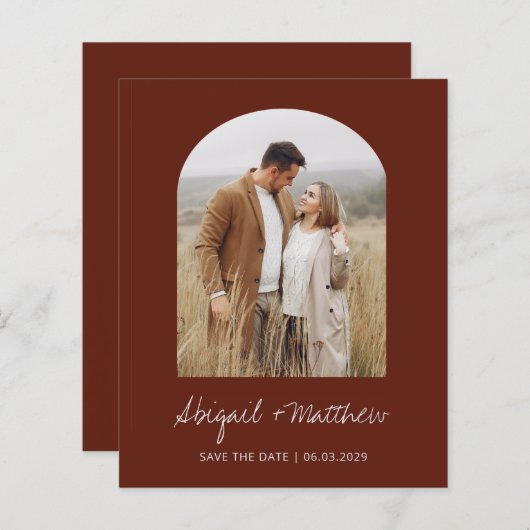 Budget Boho Photo Arch日付の保存招待状 (正面/裏面)