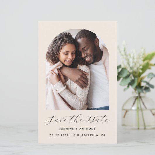 Budget Boho Photo Arch Beige日付を保存 (スタンド正面)