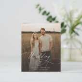Budget Boho Script Rustic Photo Wedding Invites (スタンド正面)