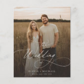 Budget Boho Script Rustic Photo Wedding Invites (正面)