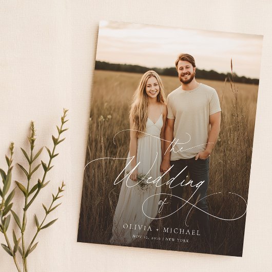 Budget Boho Script Rustic Photo Wedding Invites