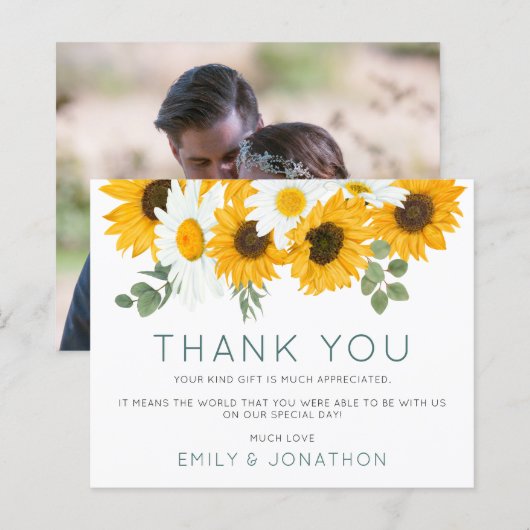 Budget Boho Sunflowers素朴 Photo Thank You (正面/裏面)