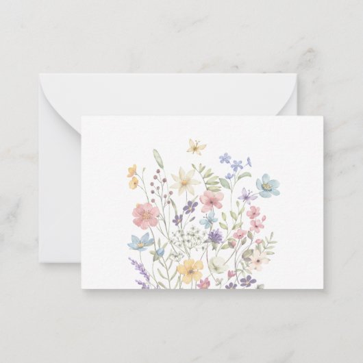 Budget boho wildflower wedding RSVP  ノートカード (裏面)