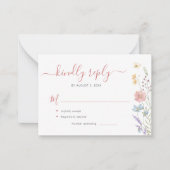 Budget boho wildflower wedding RSVP  ノートカード (正面)