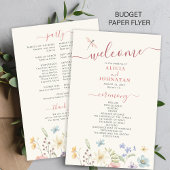 Budget boho wildflowers wedding program チラシ