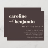 Budget Bold Warm Brown Chic Modern Wedding Invite (正面/裏面)