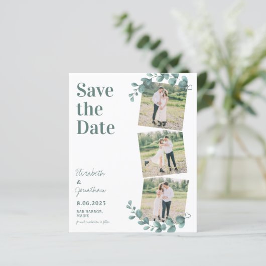 Budget Botanical Greenery 3 Photo Save The Date (スタンド正面)