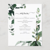 Budget Botanical Greenery Folids結婚's Menu (正面)
