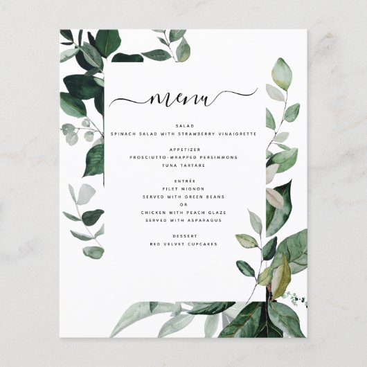 Budget Botanical Greenery Folids結婚's Menu (正面)