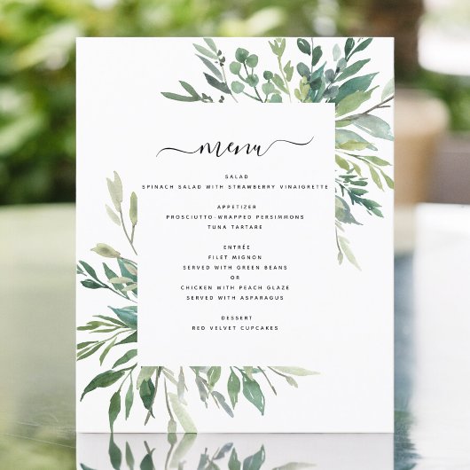 Budget Botanical Greenery Folids結婚's Menu