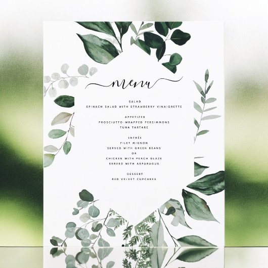 Budget Botanical Greenery Folids結婚's Menu