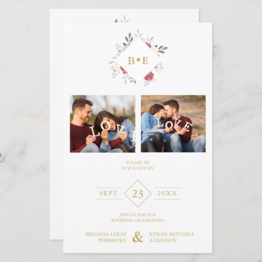 Budget Botanical Initials Floral Anagram 2 Photos (正面/裏面)