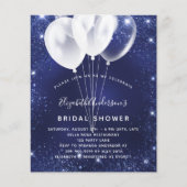 Budget Bridal Shower navy blue balloon invitation (正面)