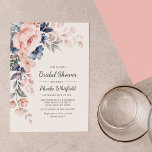 Budget Bridal Shower Pink Floral Invitation 便箋<br><div class="desc">Announce upcoming bridal shower with a modern pink indigo blue watercolor invitation card the bride to be and the guests would love. Featuring beautiful botanical watercolor bloom and modern typography you can easily customize. Simply add the shower details or add extra information by clicking the customize it button to further...</div>