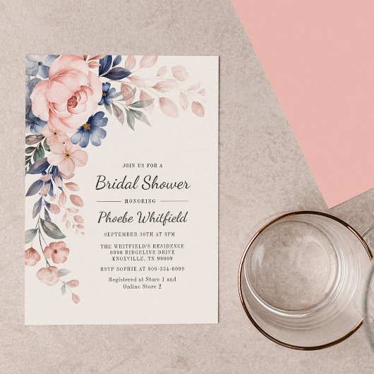 Budget Bridal Shower Pink Floral Invitation 便箋