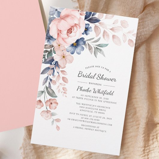 Budget Bridal Shower Pink Floral Invitation 便箋