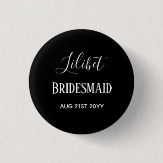 BUDGET Bridesmaid Bridal Party Gifts Black White 缶バッジ