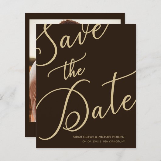 Budget Brown Chic Photo Minimal Whimsical Script (正面/裏面)