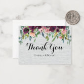 BUDGET Burgundy花結婚の感謝状 ノートカード (正面/裏面インサイチュ)