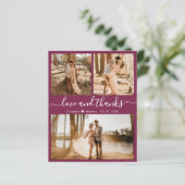 Budget Burgundy 3 Photo Collage'結婚s Thank You (スタンド正面)