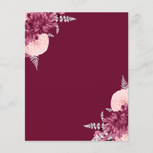 Budget Burgundy Blush Floral Wedding Save the Date (裏面)