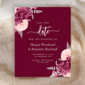 Budget Burgundy Blush Floral Wedding Save the Date