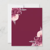 Budget Burgundy Blush Silver Floral Wedding Invite (裏面)