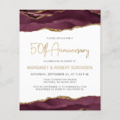 Budget Burgundy Gold Agate 50th Anniversary Invite (正面)