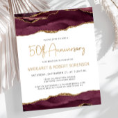 Budget Burgundy Gold Agate 50th Anniversary Invite