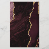 Budget Burgundy Gold Agate Green Wedding Invite (裏面)