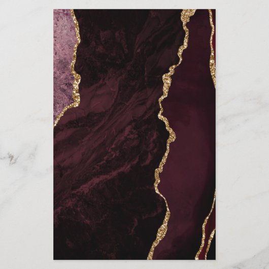 Budget Burgundy Gold Agate Green Wedding Invite (裏面)