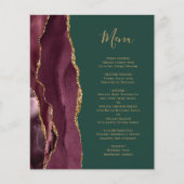 Budget Burgundy Gold Agate Green Wedding Menu (正面)