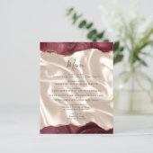 Budget Burgundy Gold Agate Silk Wedding Menu (スタンド正面)