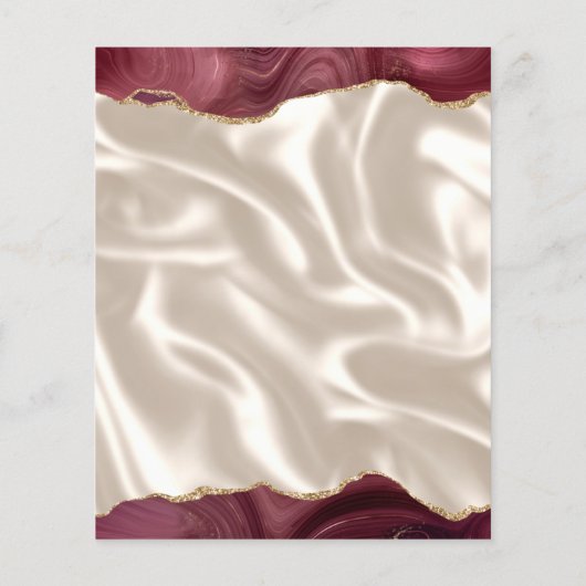 Budget Burgundy Gold Agate Silk Wedding Menu (裏面)