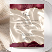 Budget Burgundy Gold Agate Silk Wedding Menu