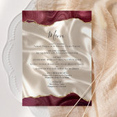 Budget Burgundy Gold Agate Silk Wedding Menu メニュー