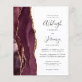 Budget Burgundy Gold Agate Wedding Invite (正面)