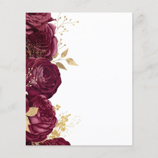 Budget Burgundy Gold Floral Script Wedding Invite (裏面)