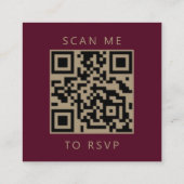 Budget Burgundy Gold Script Wedding QR Code RSVP エンクロージャーカード (裏面)
