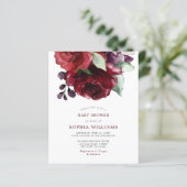 Budget Burgundy Red Rose Baby Shower Invitation (スタンド正面)