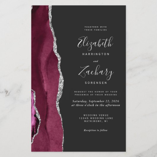 Budget Burgundy Silver Agate Dark Wedding (正面)