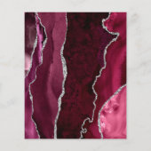 Budget Burgundy Silver Agate Marble Wedding Menu (裏面)