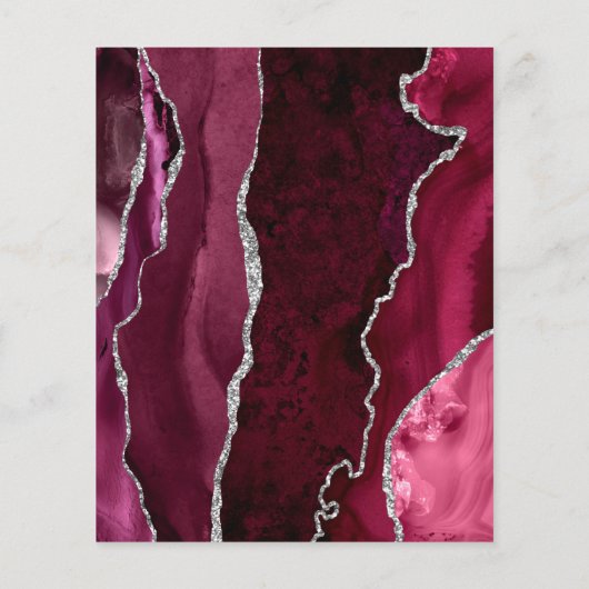 Budget Burgundy Silver Agate Marble Wedding Menu (裏面)