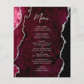 Budget Burgundy Silver Agate Wedding Menu (正面)