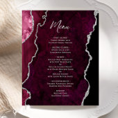 Budget Burgundy Silver Agate Wedding Menu