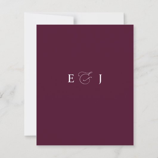 Budget Burgundy White Floral Wedding Invitations (裏面)