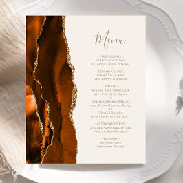 Budget Burnt Orange Gold Agate Ivory Wedding Menu