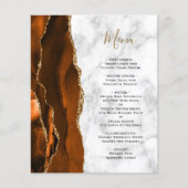 Budget Burnt Orange Gold Agate Marble Wedding Menu (正面)