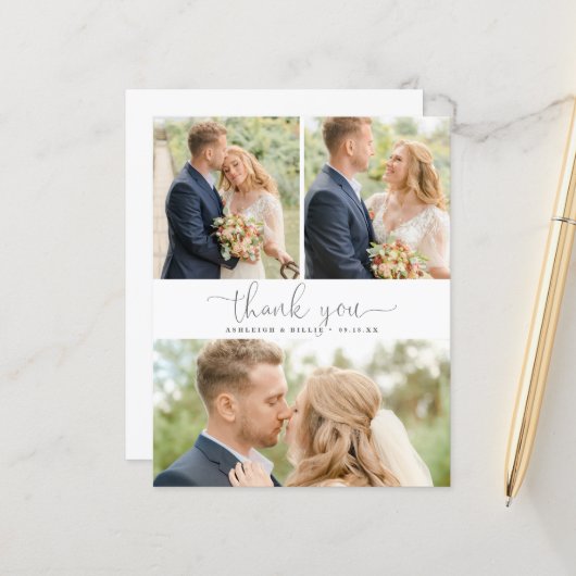 Budget Calligraphy 3 Photo Collage Thank You (正面/裏面インサイチュ)