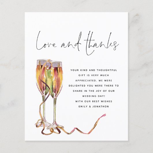 Budget Champagne Script Photo'結婚s Thank You (正面)